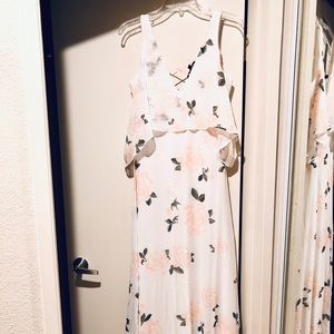 White floral maxi dress size small.
